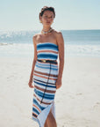 Estelle Belt in Black front view on model wearing dress