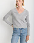 Blakely Sweater in Heather Grey close up front view