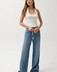 Jadyn Mid Rise Drawstring Palazzo Jean front