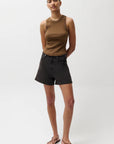Kamora High Rise Linen Short full body front view on model