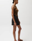 Kamora High Rise Linen Short full body side view on model
