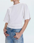 Veronica Kimono Sleeve Fitted Tee White close up