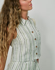 Katja Top Sage Stripe close up side