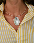 Fossil Necklace close up on model