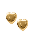 Adriana Pappas Puffed Heart Studs in Gold flat lay