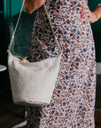 Clare V Petite Jeanne Bucket Bag on model