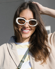 Clare V Julia Sunglasses in Cream front