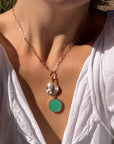 Paradiso Mermaid Chrysoprase Necklace on model in sunlight
