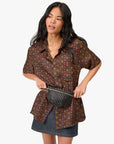 Petite Fanny Woven Zig Zag on model's waist
