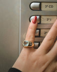 Giulia Pinky Ring Aquamarine on pinky