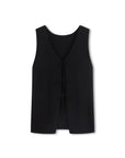 Black sleeveless top on a white background