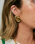 Amina Earrings in Gold on model
