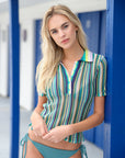 Stripe Sweater Collar Shirt