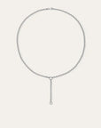 Rolo Chain Lariat Necklace in Silver on white background