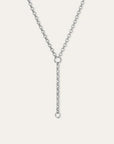 Rolo Chain Lariat Necklace in Silver close up of hinge and lariat