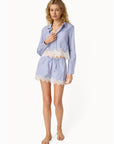 Luisa Cropped Button Down and Cassandra Mid Rise Short full body front