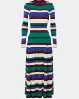 Multicolored striped dress on a white background