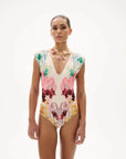 Liset One Piece front view on model worn as swimsuit