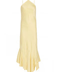 Yellow dress with thin straps on a white background