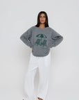 Out of Office Raglan Sweatshirt full body front view on model