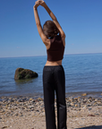 The Cropped Not So Basic Tank in Chocolate full body back