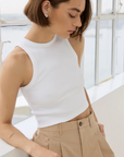The Cropped Not So Basic Tank in White