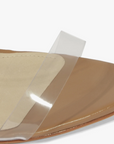 Ariella Clear Strap Heel in Brown toe strap close up