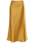 gold color maxi skirt on a white background