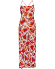 Colorful floral patterned dress on a white background