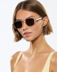 Tommie Haze + Iberia Sunglasses front and side view on model