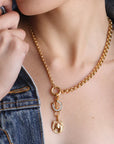 Half & Half Rolo Lariat Necklace with charms