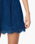 Belinda Strapless Linen Mini Dress close up hem