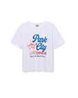 White t-shirt with 'Park City Diner' graphic design on a white background
