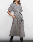 Vanisa Stripe Midi Shirt Dress side/front