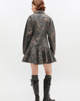 Black Floral Shirt Dress full body back