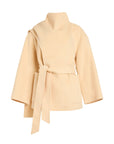Beige coat with a belt on a white background product view