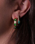 Marais Hoops Emerald Jade close up with other earrings
