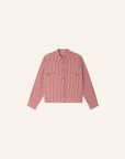 Pink striped shirt on a light beige background