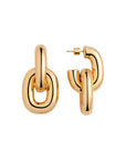Gold hoop earrings on a white background