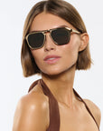 Zander Chroma 12k Chroma + Havana Sunglasses on model with average oval face shape