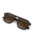Zander Black + Black Tea Sunglasses folded
