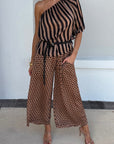 Erin One Shoulder Top with polka dot pant