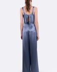 Astrid Crop in Steel Blue and Paris Pant in Steel Blue back view