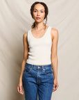 Blondie Tank in Sugar front view on model