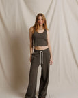 Blondie Tank in Dark Olive full body front view on model