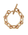 Gold chain bracelet on a white background