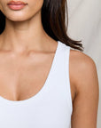 Blondie Long Tank White close up shoulder detail