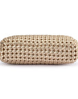 Gold mesh clutch bag on a white background bottom view