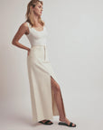 The Ribbed Tank White side view with skirt