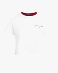 The Signature Chest Logo Ringer Top front view on white background